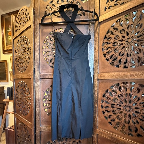 Unique Vintage Black Penelope Wiggle Bodycon Pencil dress (criss cross halter) - Picture 3 of 5